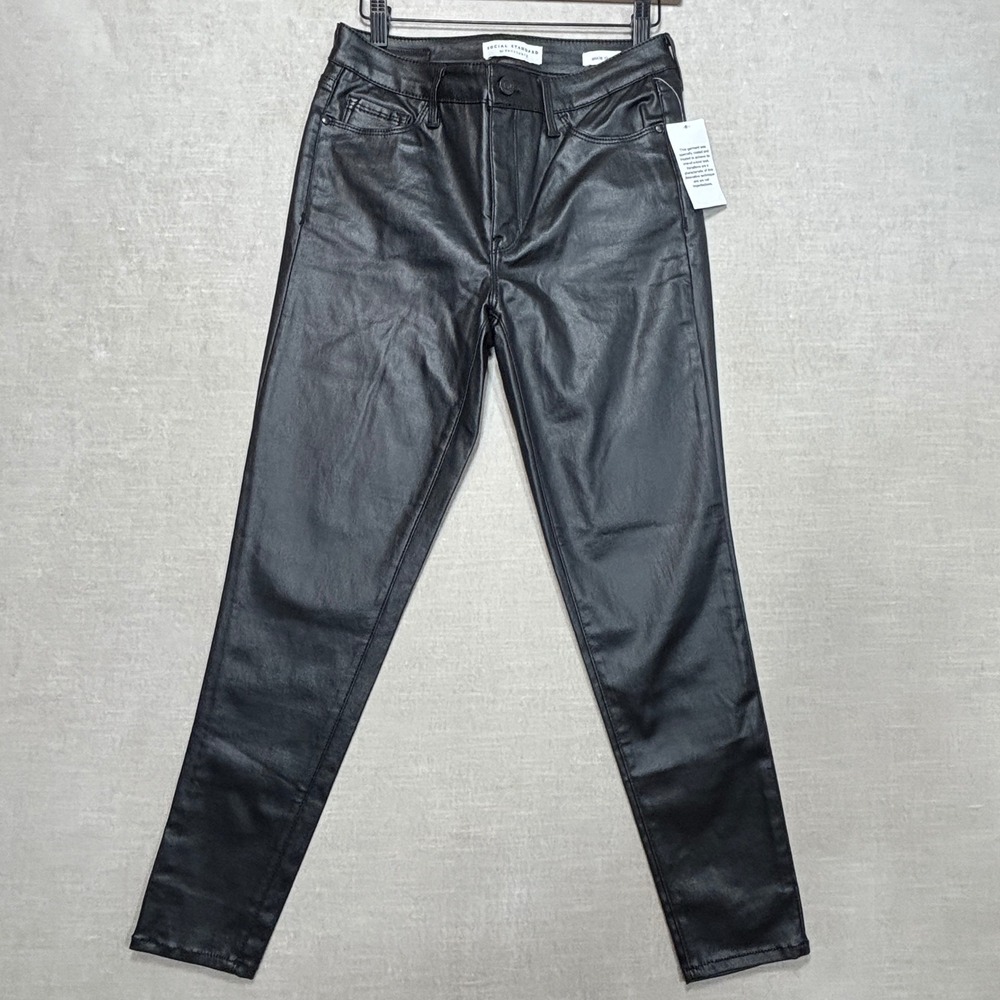 New Sanctuary Social Standard Mid Rise Ankle Skinny Coated Pants Size‎ 6 Black
